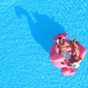 couple on a float