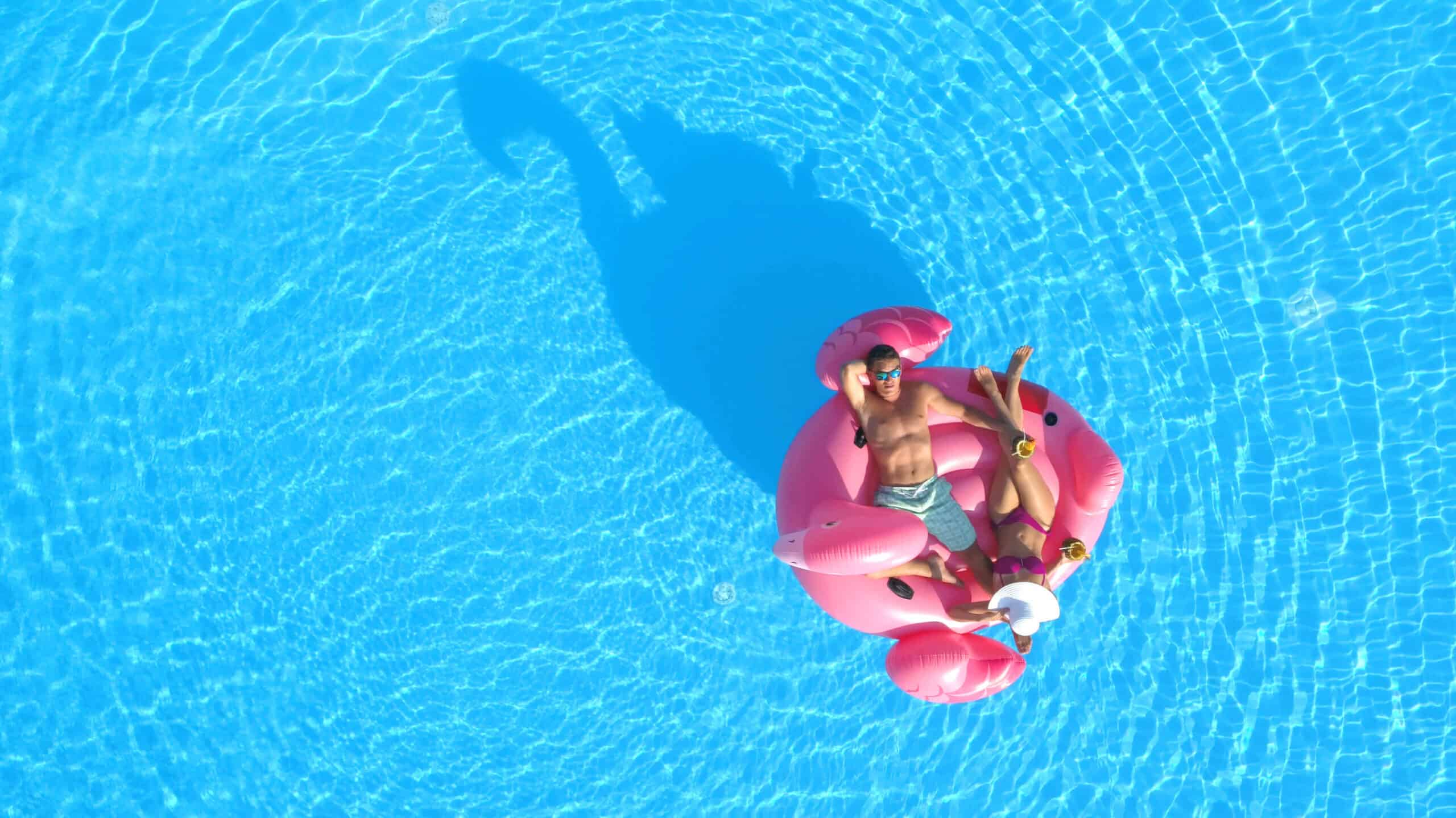 couple on a float